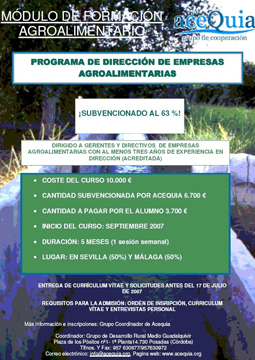 Comienza el plazo de inscripción para el Módulo de Formación Agroalimentario