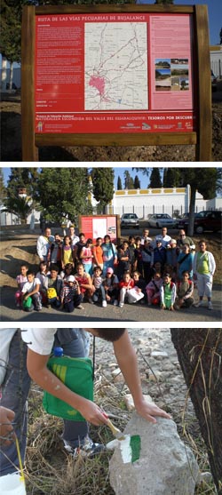 Estudiantes de primaria señalizan una ruta de senderismo en Bujalance