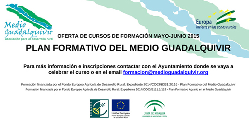 Abierto el plazo de inscripción para los cursos gratuitos del Plan Formativo del Medio Guadalquivir